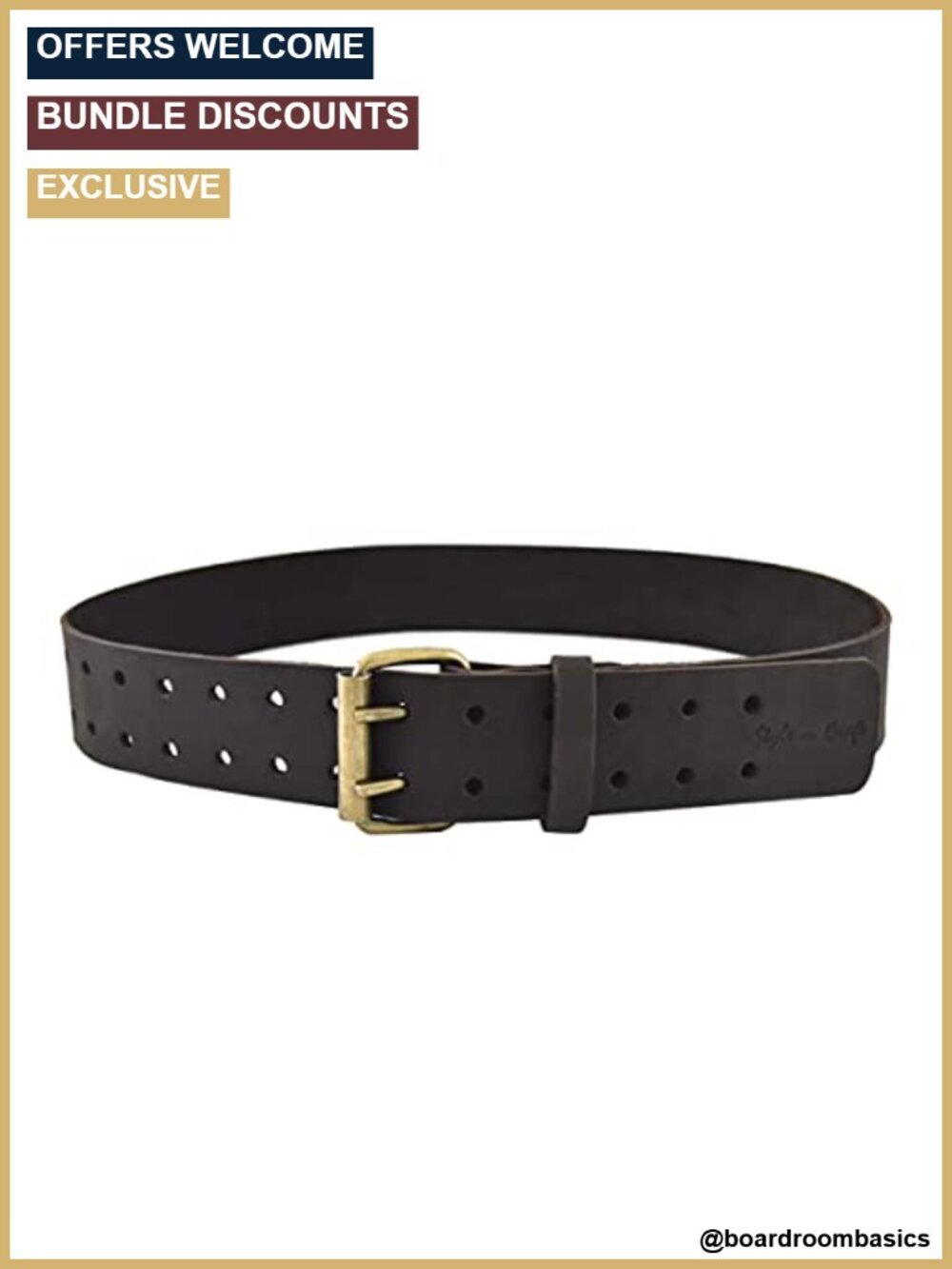 Work Belt with Heavy-Duty Buckle, Full-Grain Oiled Leather